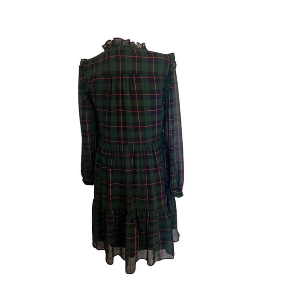 $168 J.Crew Tie-neck tiered dress in Black Watch tartan-AT593-XS - Picture 3 of 9